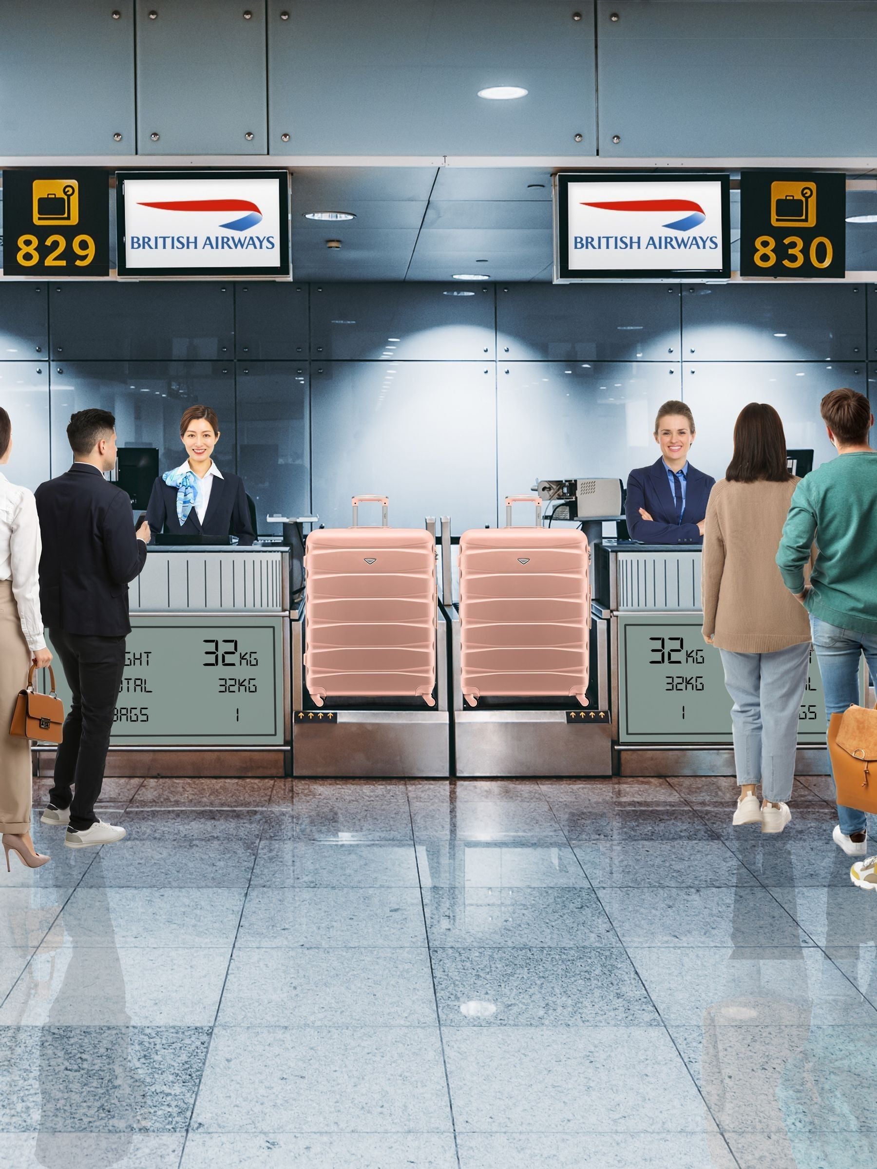 Flight Knight pink large suitcase set, imported from the UK