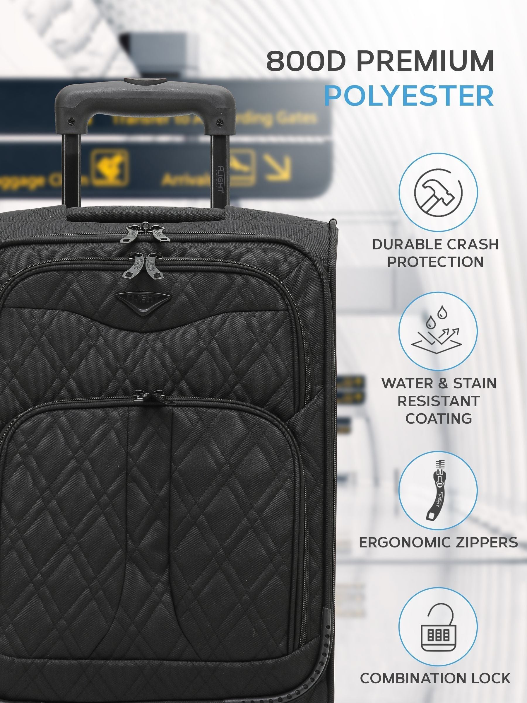 Flight Knight 3-piece blue soft case luggage set, imported from the UK