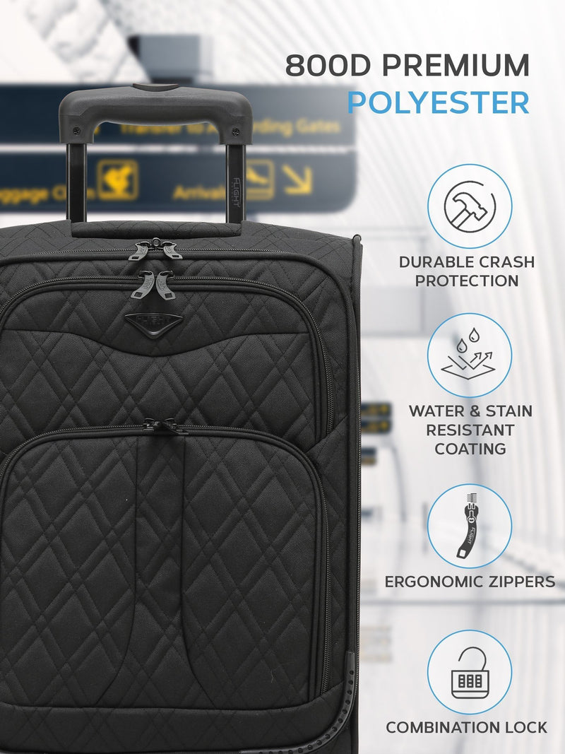 Flight Knight 3-piece blue soft case luggage set, imported from the UK