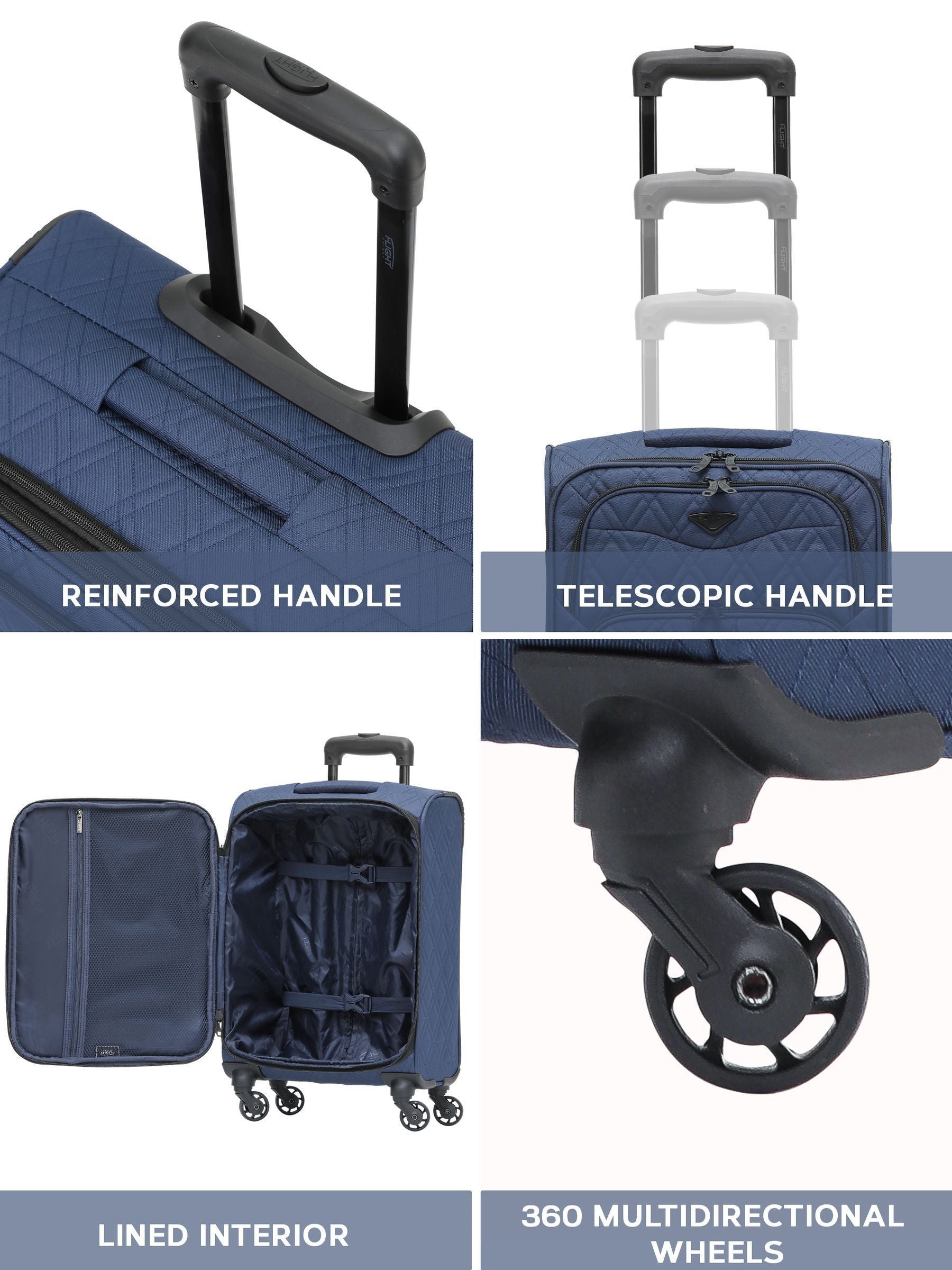 Flight Knight blue soft case carry on suitcase 21 inch, imported from the UK
