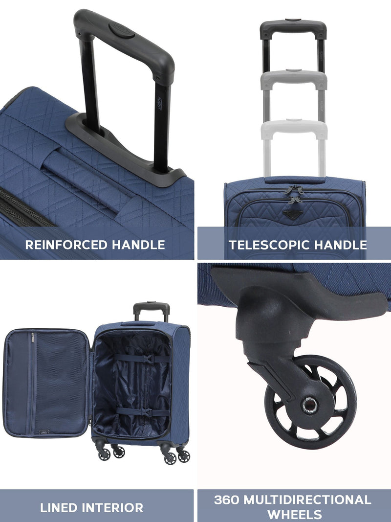 Flight Knight blue soft case carry on suitcase 21 inch, imported from the UK