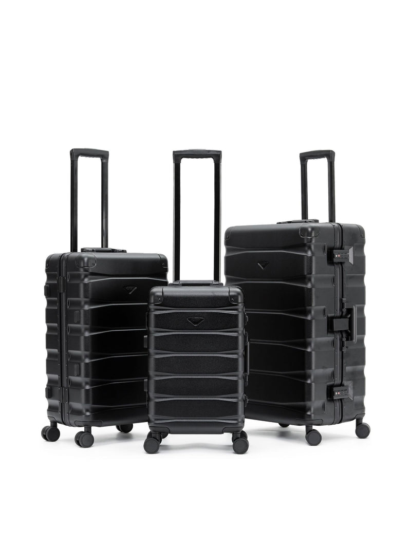 Flight Knight Silver 8 Wheels Aluminium Frame ABS Body Premium Travel Suitcase Set
