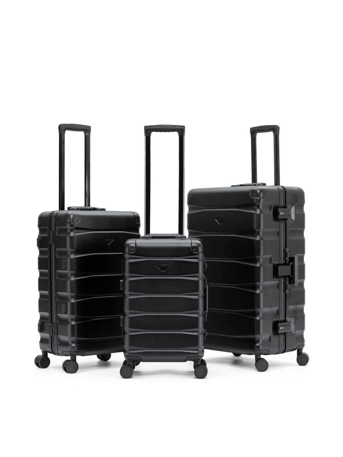 Flight Knight Silver 8 Wheels Aluminium Frame ABS Body Premium Travel Suitcase Set