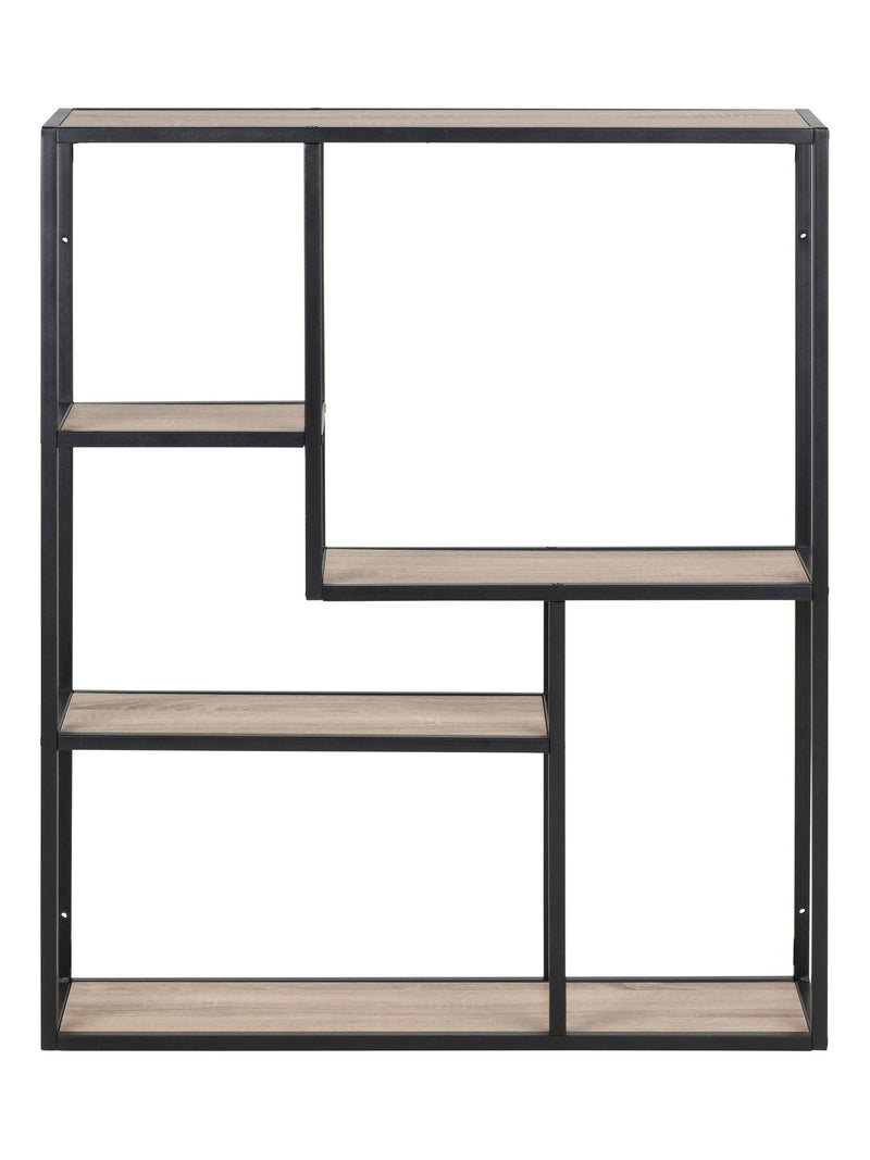 Actona Black Oak Seaford Metal Wall Shelf with 3 Additional Shelves