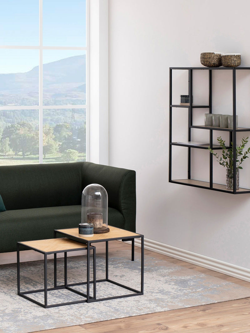 Actona Black Oak Seaford Metal Wall Shelf with 3 Additional Shelves