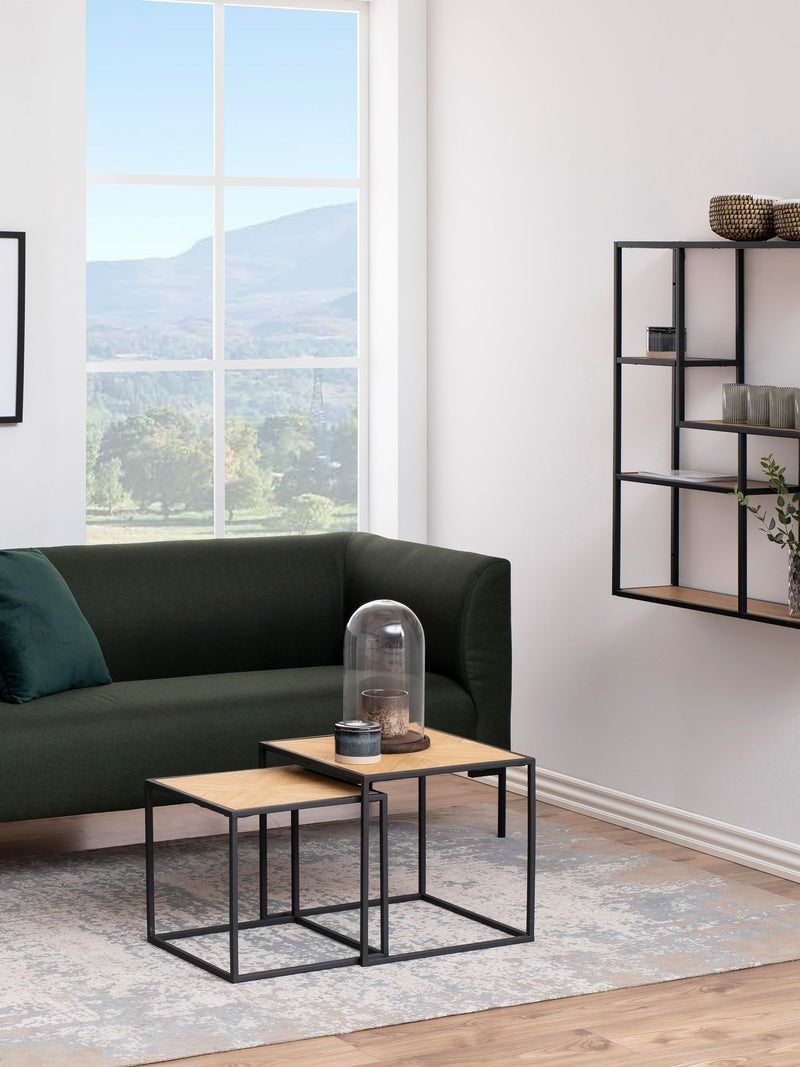 Actona Black Oak Seaford wall shelf with three additional oak shelves, UK version