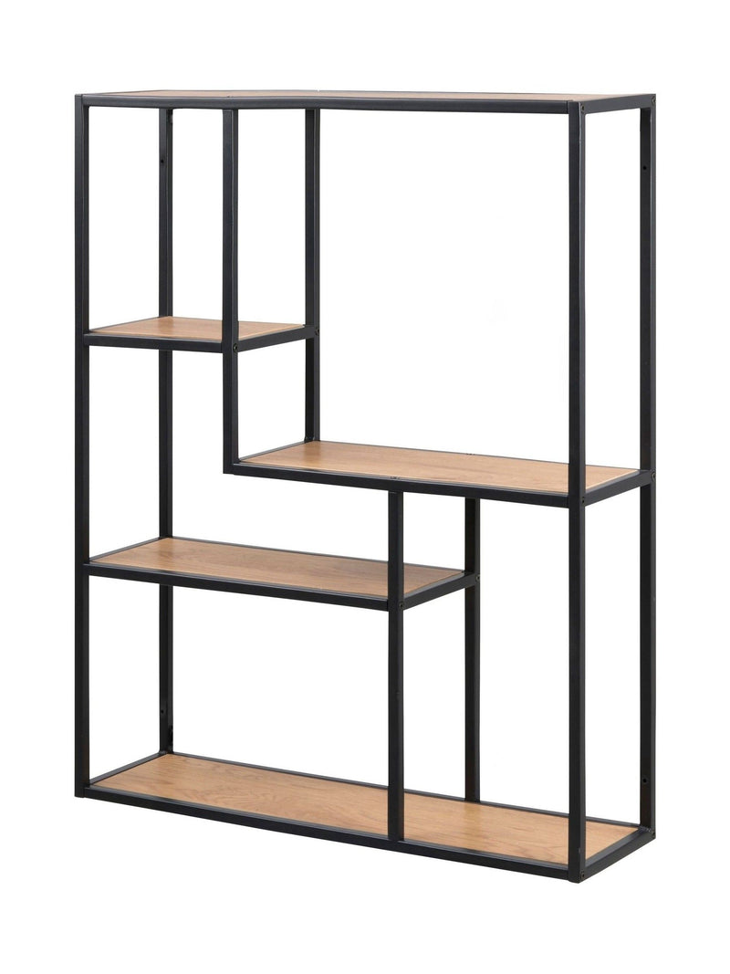Actona Black Oak Seaford wall shelf with three additional oak shelves, UK version