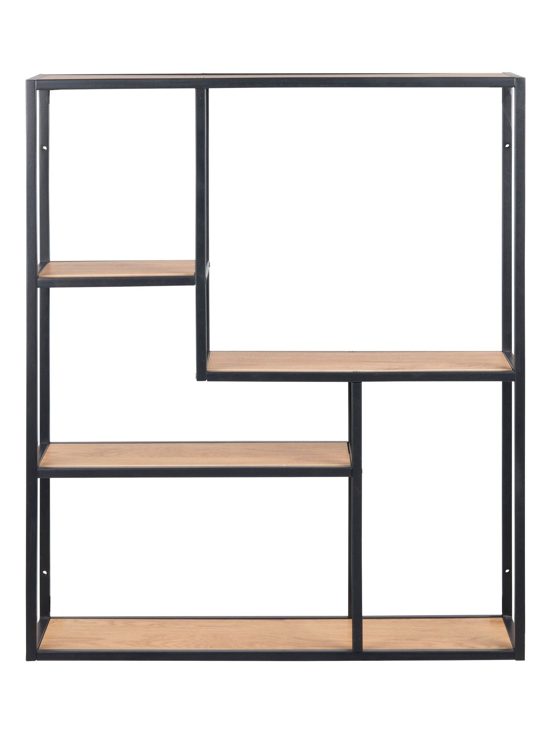 Actona Black Oak Seaford wall shelf with three additional oak shelves, UK version
