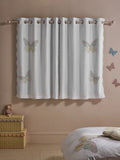 White floral butterfly eyelet blackout curtains (British brand)