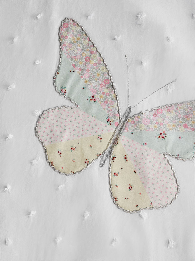 White floral butterfly eyelet blackout curtains (British brand)