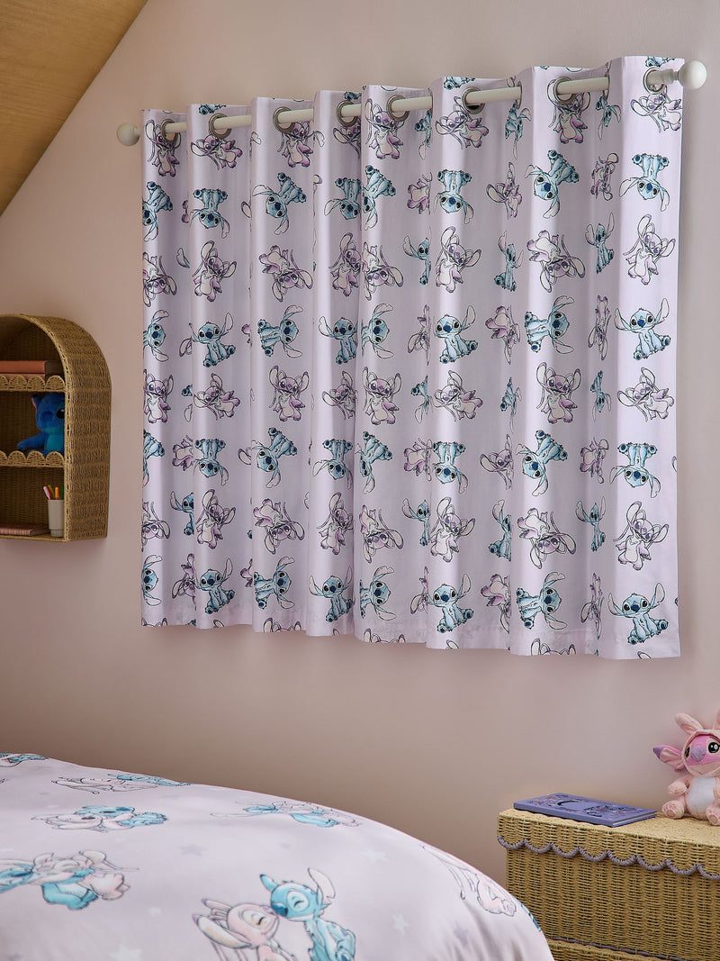 Pink Lilo and Stitch eyelet blackout curtains, imported from the UK