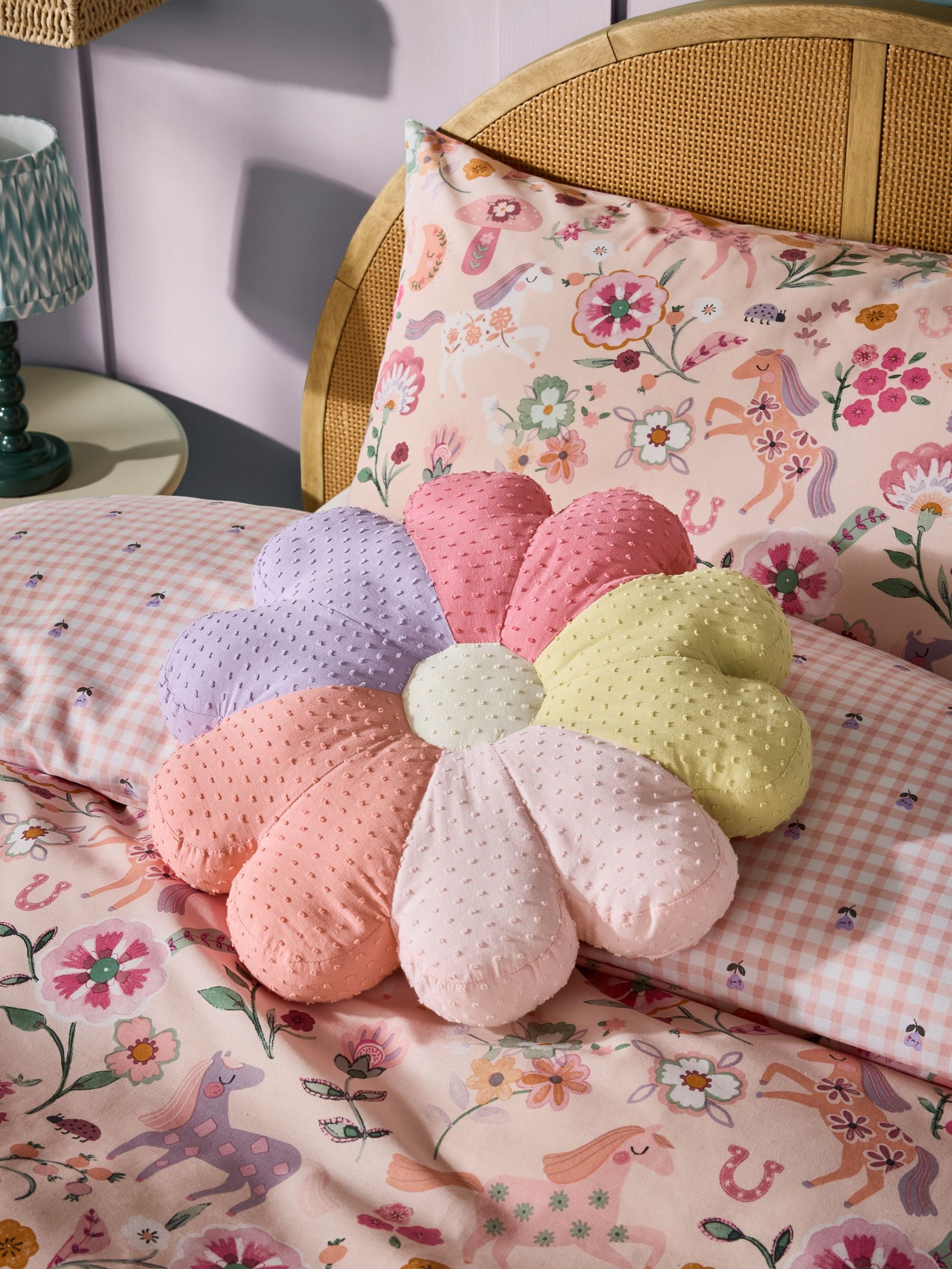 Pink and purple flower cushion, UK version
