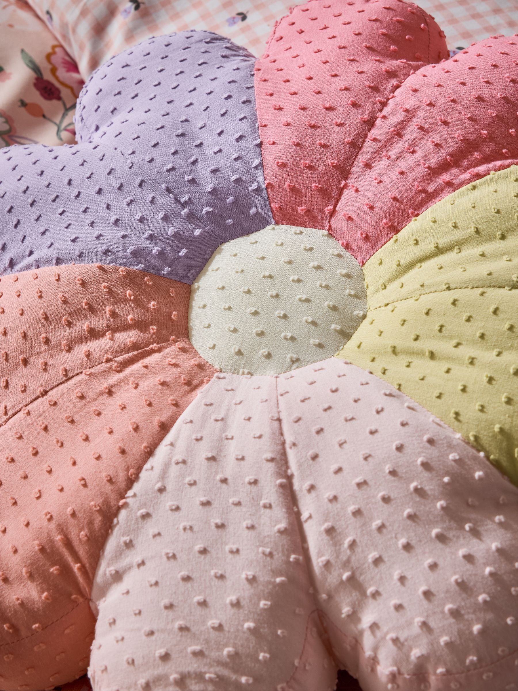 Pink and purple flower cushion, UK version