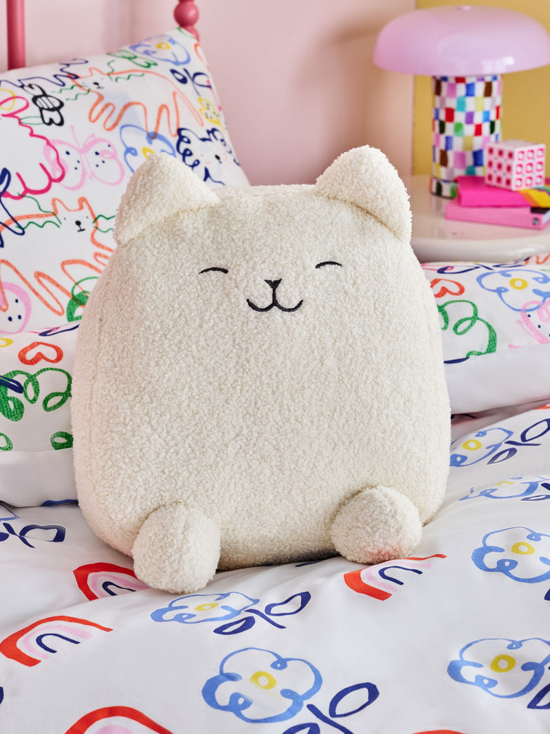 Neutral cat cushion cream 30cm, UK version