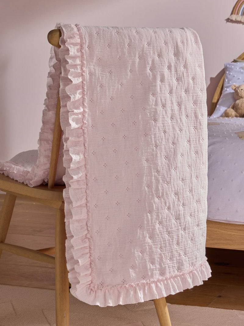 Pink quilted textured throw - British product