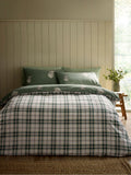 Catherine Lansfield soft green Christmas stag check reversible duvet cover set - British product
