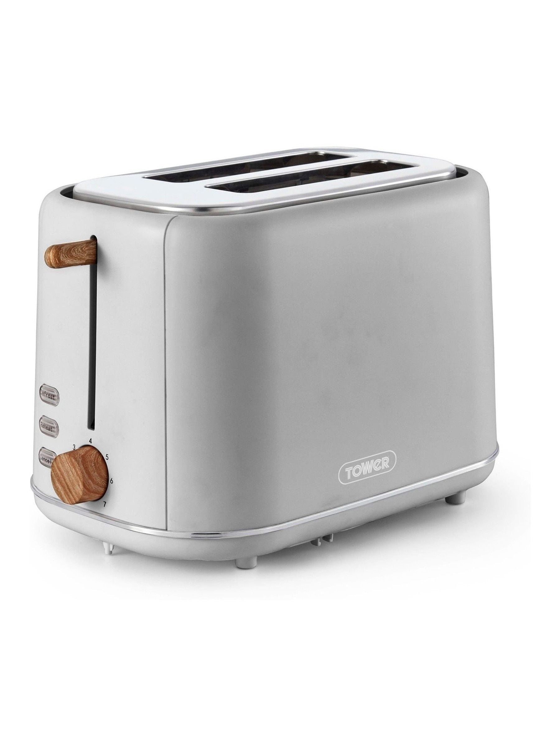 Tower Dove Grey Scandi 2 Slice Toaster (British brand)