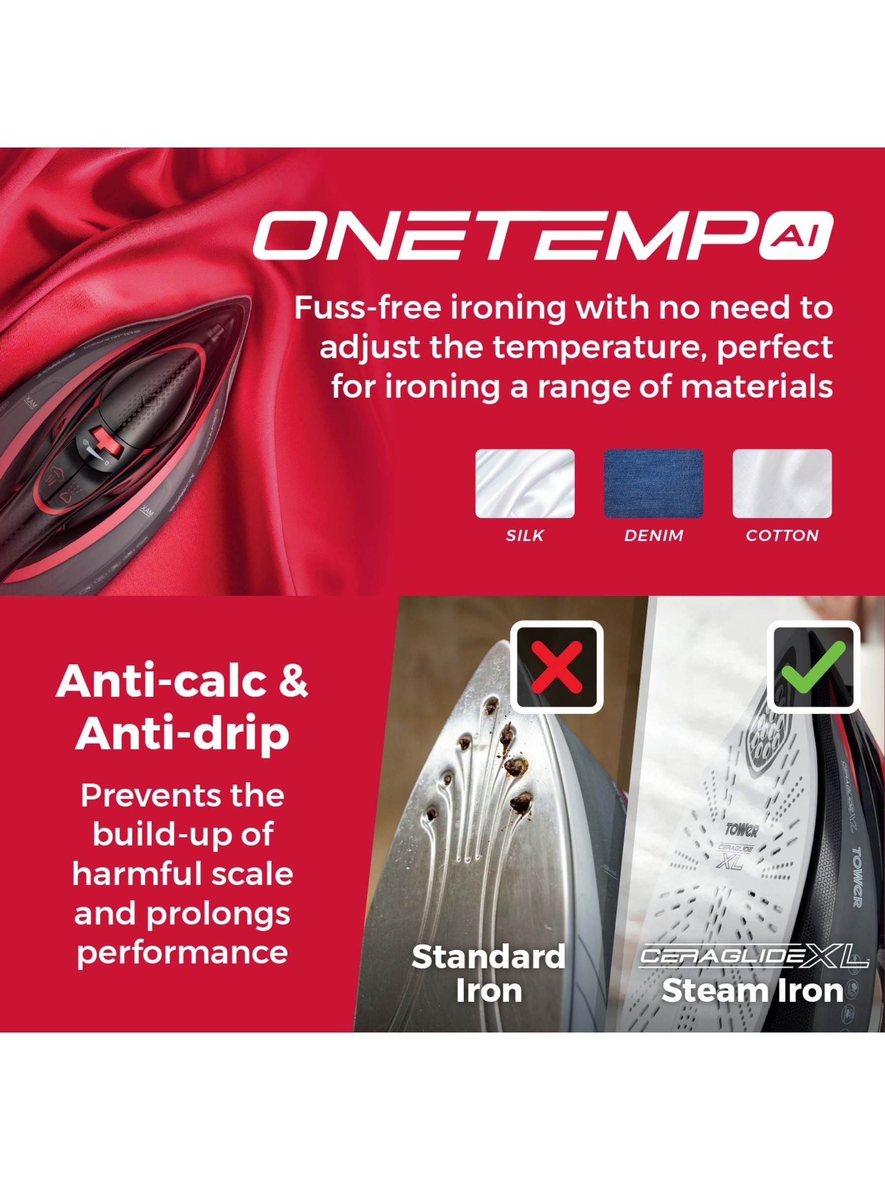 Tower steam iron cordless ceramic soleplate, imported from the UK