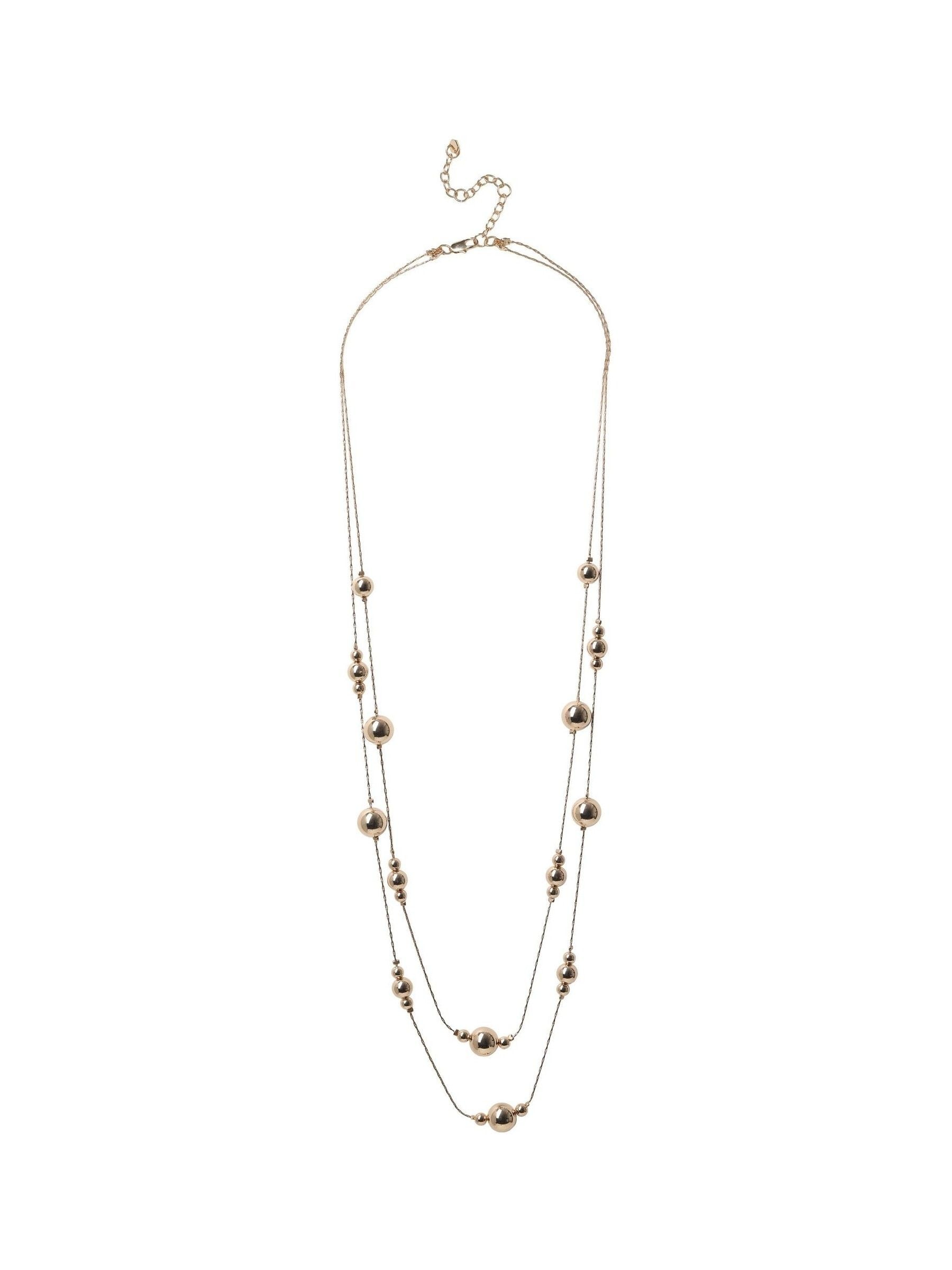 Aela gold tone orb multirow long necklace imported from the UK