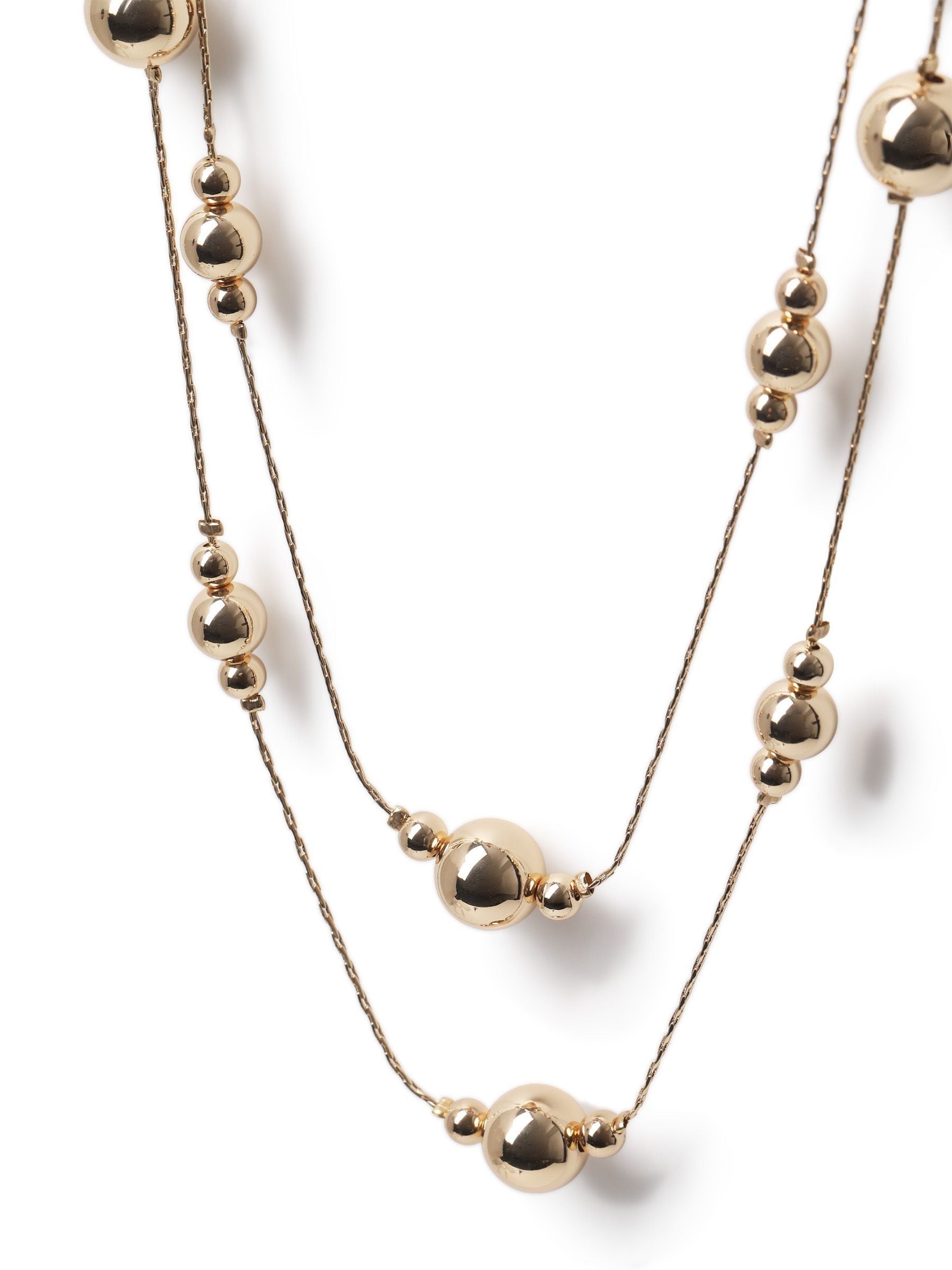 Aela gold tone orb multirow long necklace imported from the UK