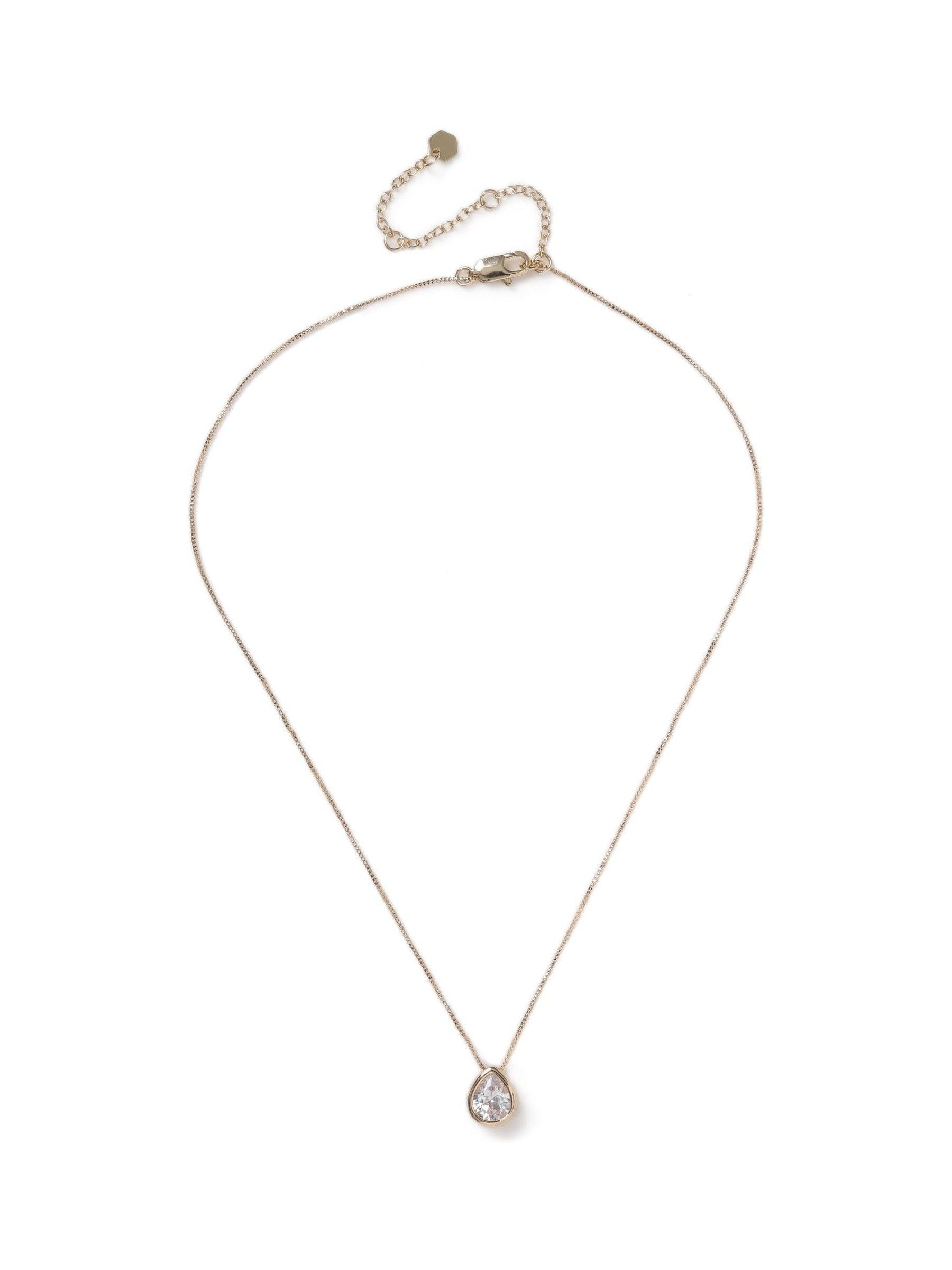 Aela gold tone tear drop necklace with diamond simulants - British product