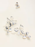 FatFace silver tone large flower drop earrings, (British brand)