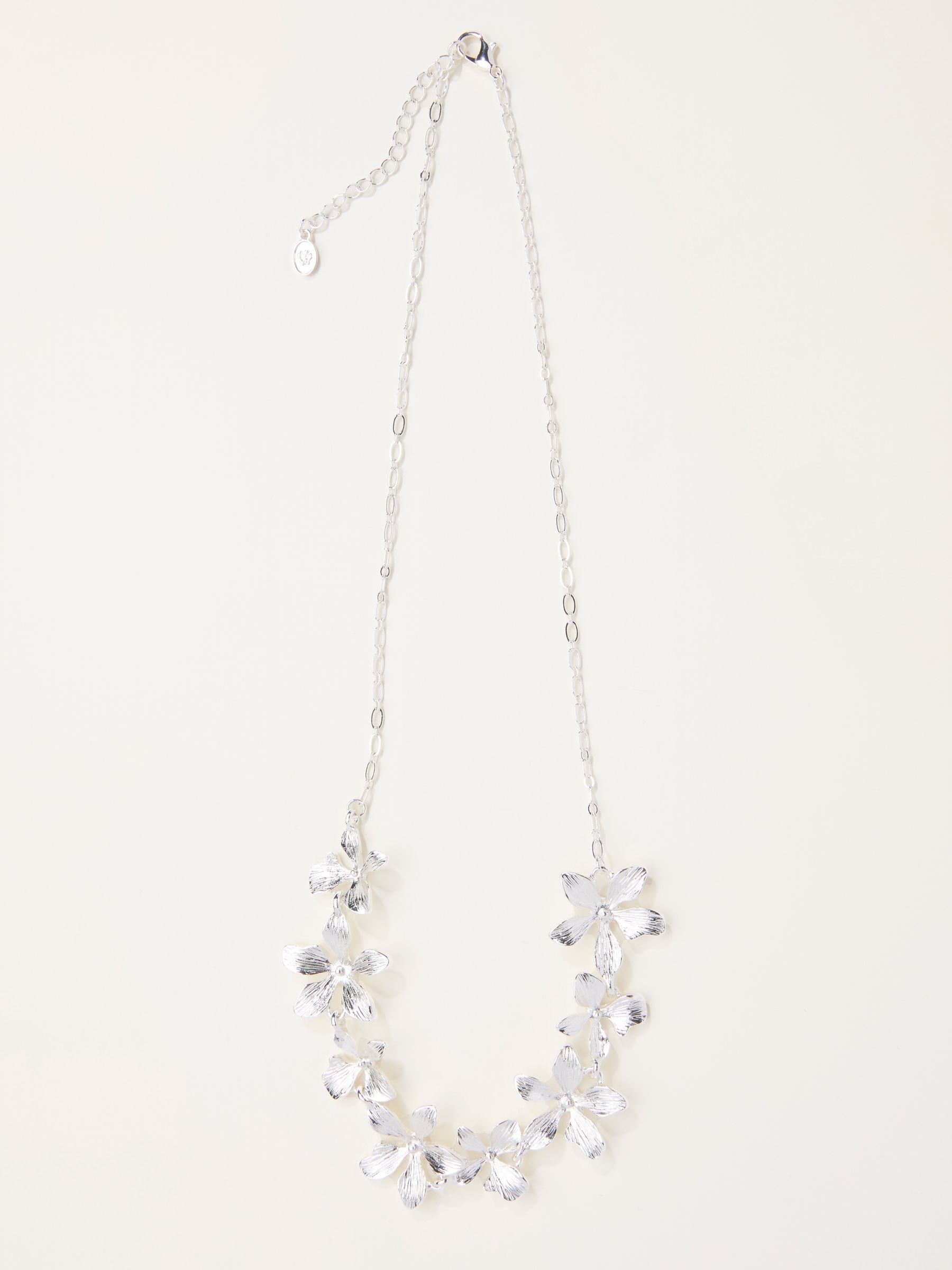 FatFace silver tone large floral necklace, UK version