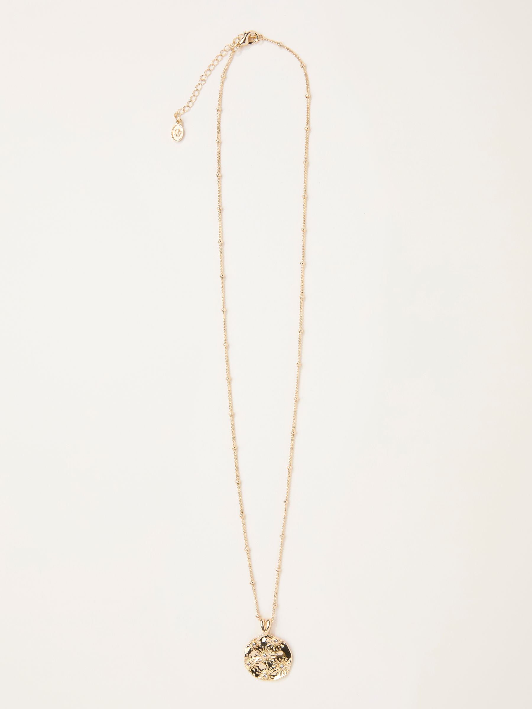 FatFace gold tone daisy coin necklace (British brand)