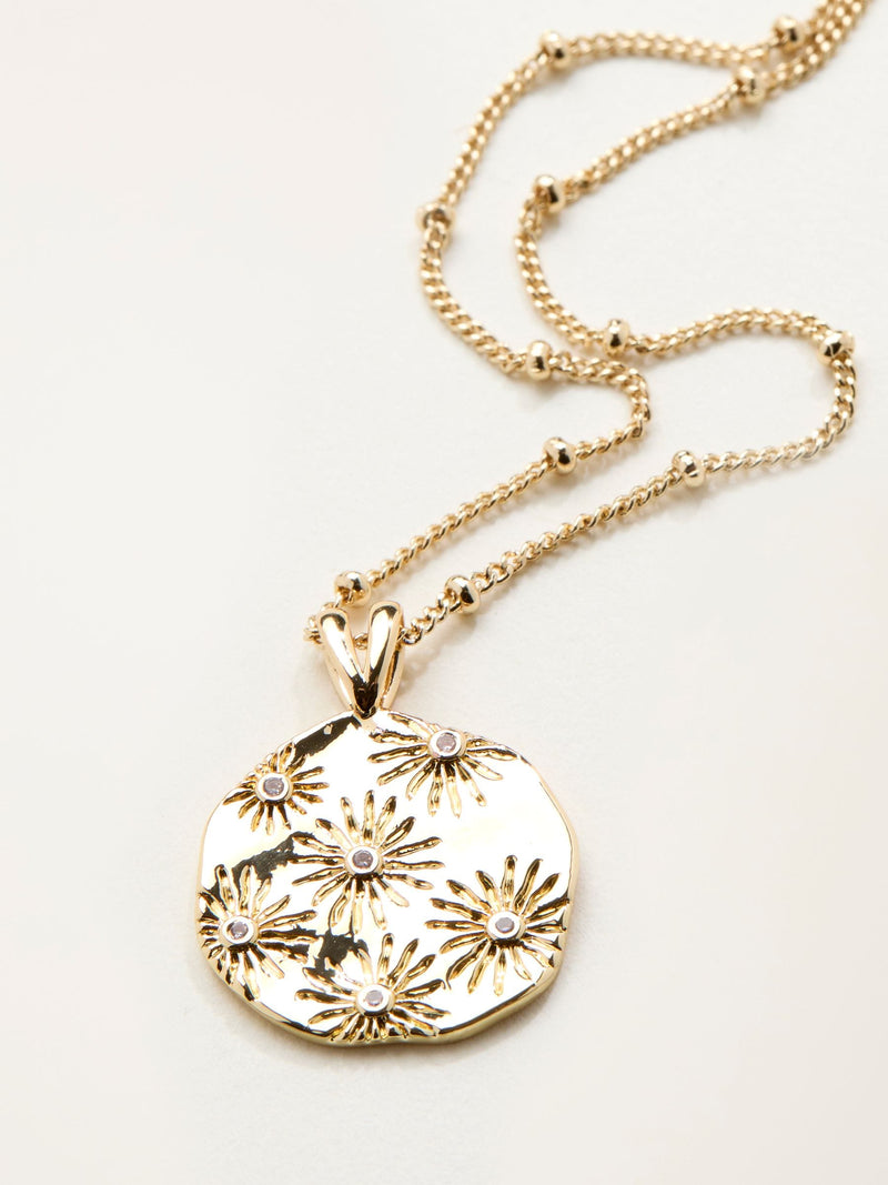 FatFace gold tone daisy coin necklace (British brand)