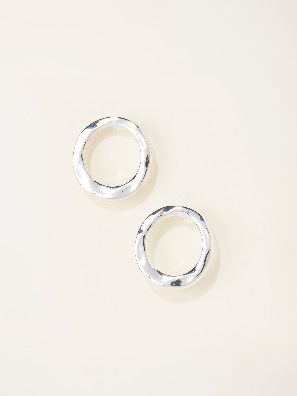 FatFace silver tone hammered circle stud earrings, imported from the UK