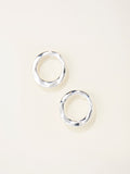 FatFace silver tone hammered circle stud earrings, imported from the UK