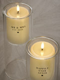 Monochrome Mr and Mrs LED candle set 25cm, UK version