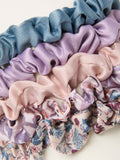 FatFace satin purple hair scrunchies 5 pack, UK version