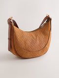 Cross body bag tan brown embossed leather - British product