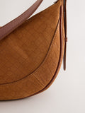 Cross body bag tan brown embossed leather - British product