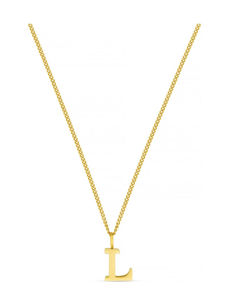 Gold Tone Initial L Waterproof Necklace with Gift Box