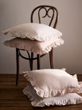The Set 4 Pack Pink Stripe Ruffle Cotton Cushion Covers