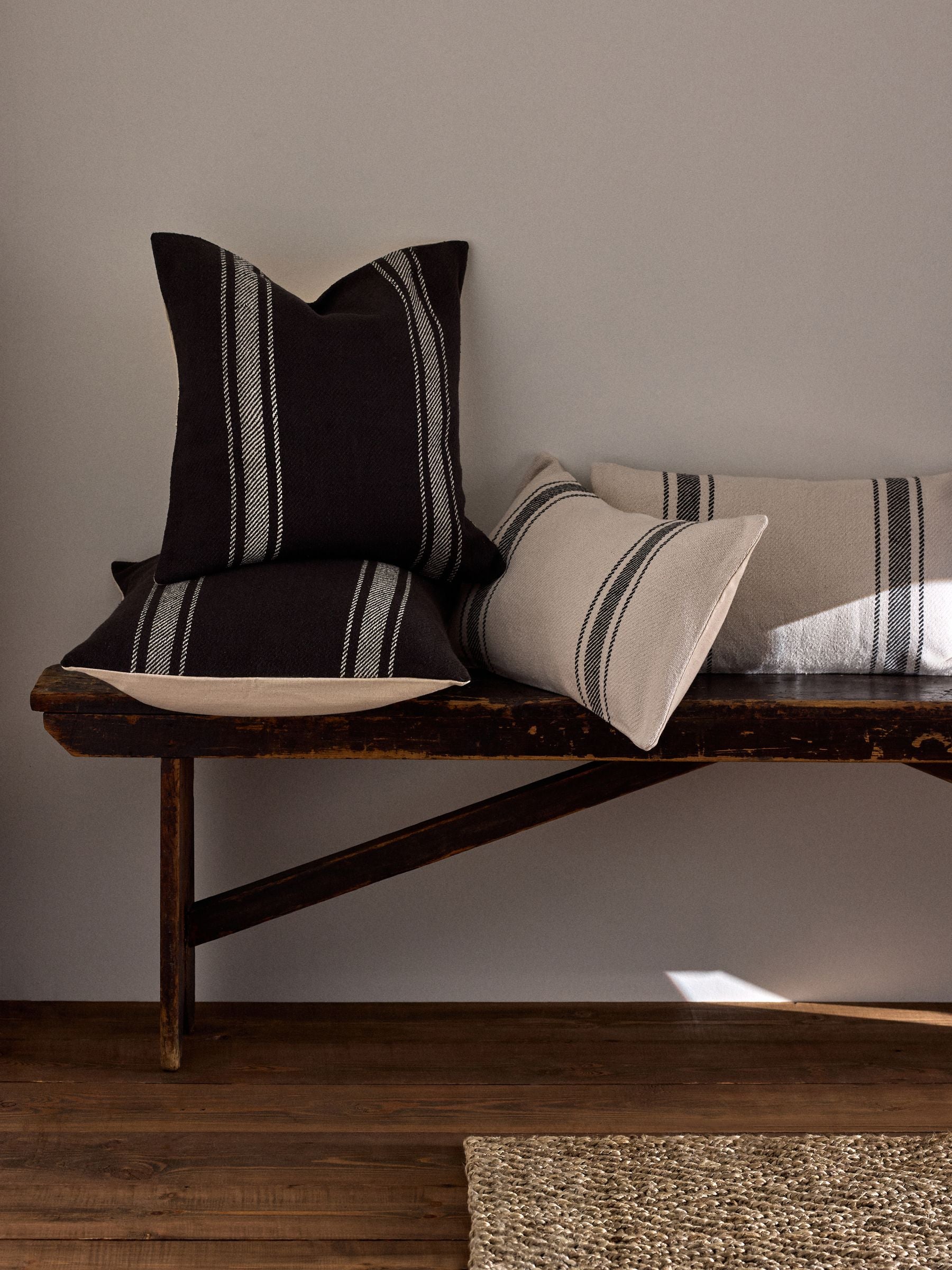 The Set 4 Pack Black/Natural Woven Stripe Cushion Covers