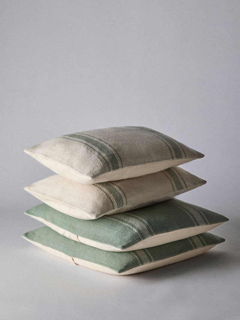 4 pack woven stripe cushion covers green and natural - British product