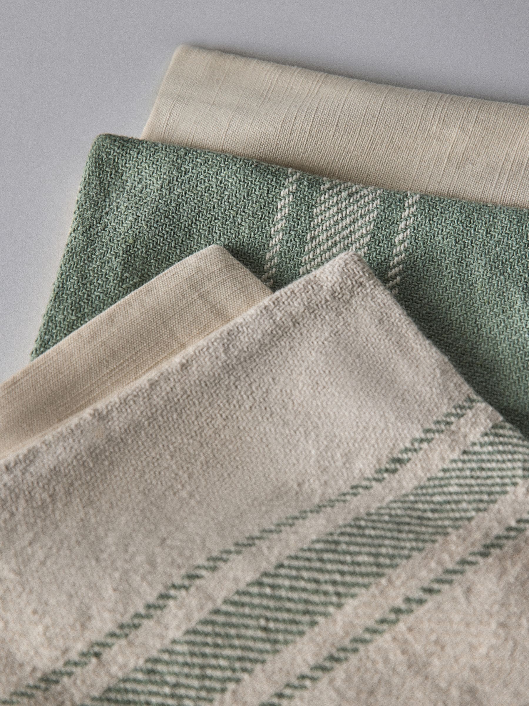 4 pack woven stripe cushion covers green and natural - British product