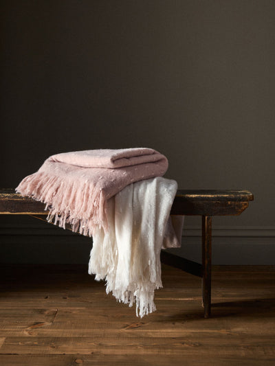 Next The Set 2 Pack Pink/Cream Dobby Spot Brushed Throws 120 x 150cm- Buy online at McGrocer