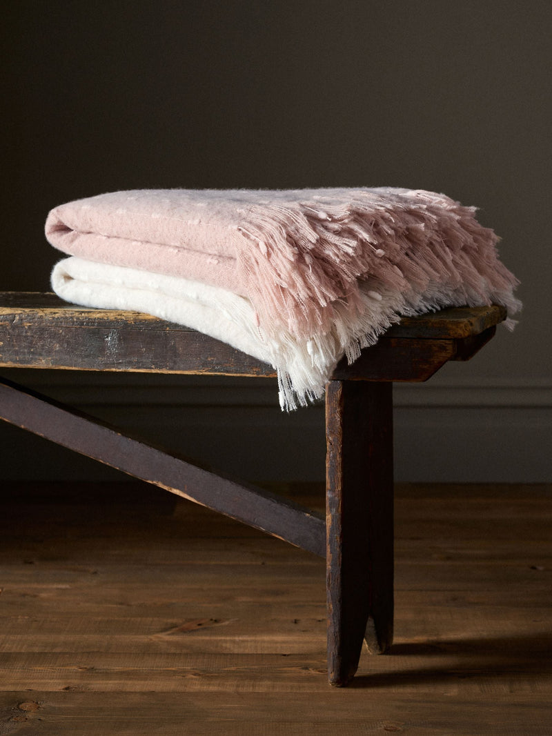 THE SET pink cream dobby spot throws 2 pack, UK version