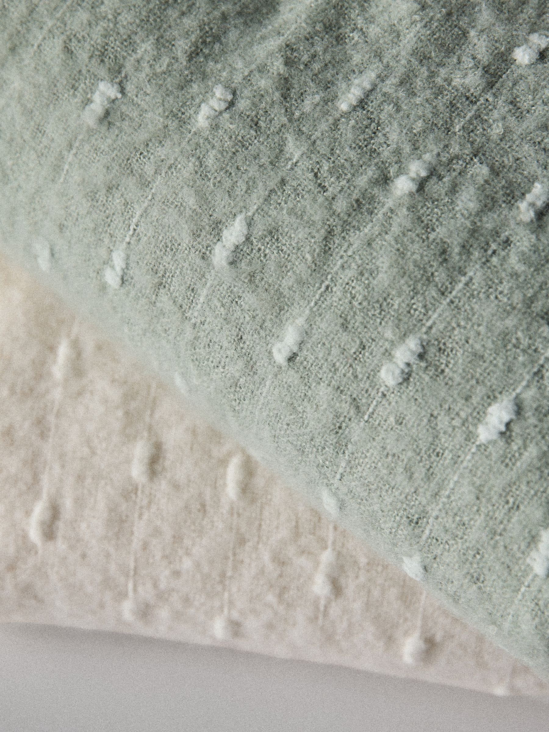 The Set 2 Pack Green/Cream Dobby Spot Brushed Throws