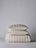 The Set 3 Piece Natural Quilted Bedspread and Cushion Covers