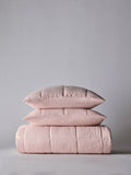 The Set 3 Piece Pink Quilted Bedspread and Cushion Covers