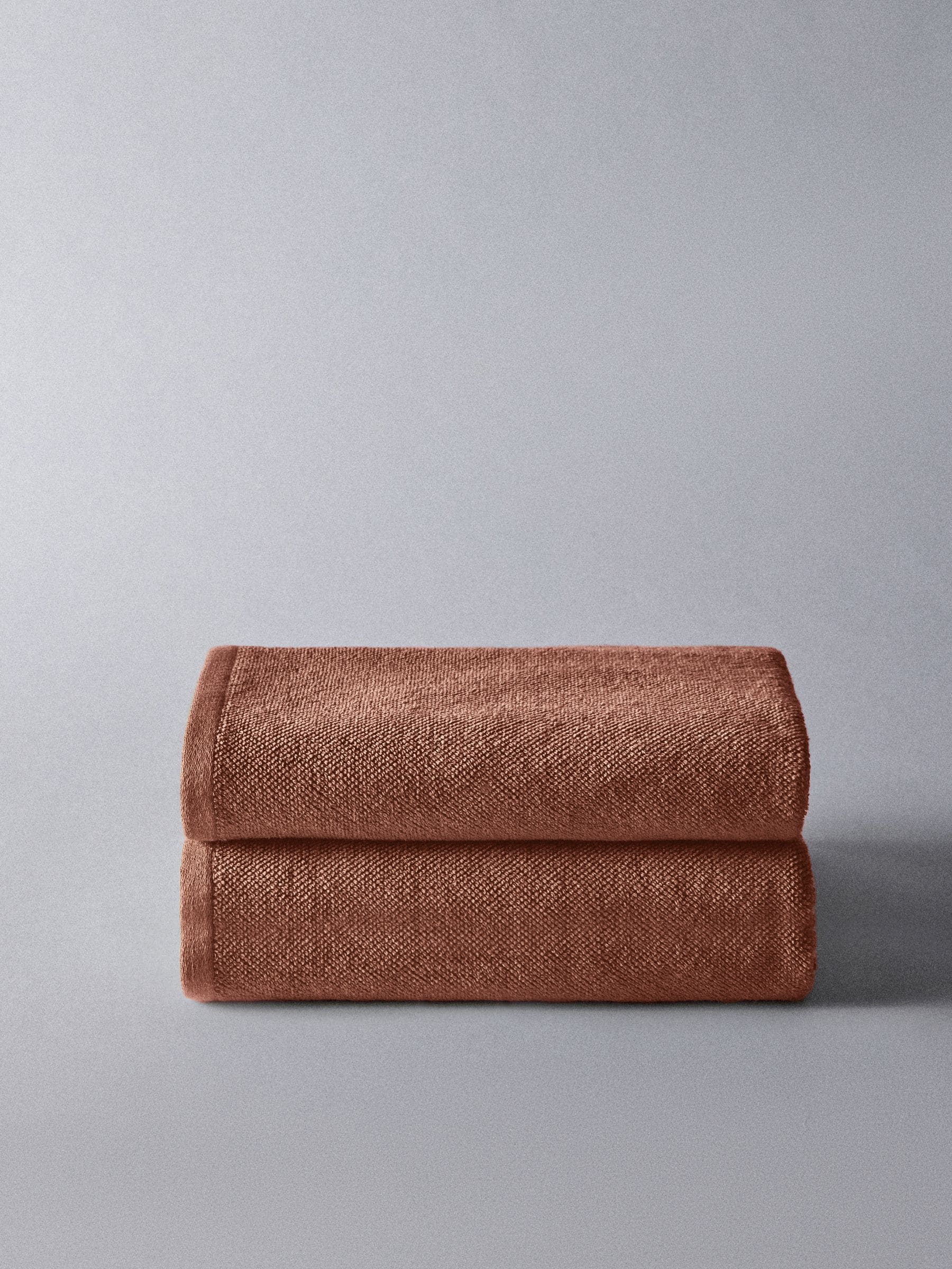 The Set rust popcorn textured 100% cotton bath towels, imported from the UK