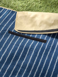 Blue stripe fleece picnic blanket waterproof backing, imported from the UK