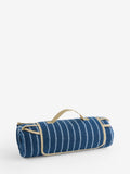 Blue stripe fleece picnic blanket waterproof backing, imported from the UK