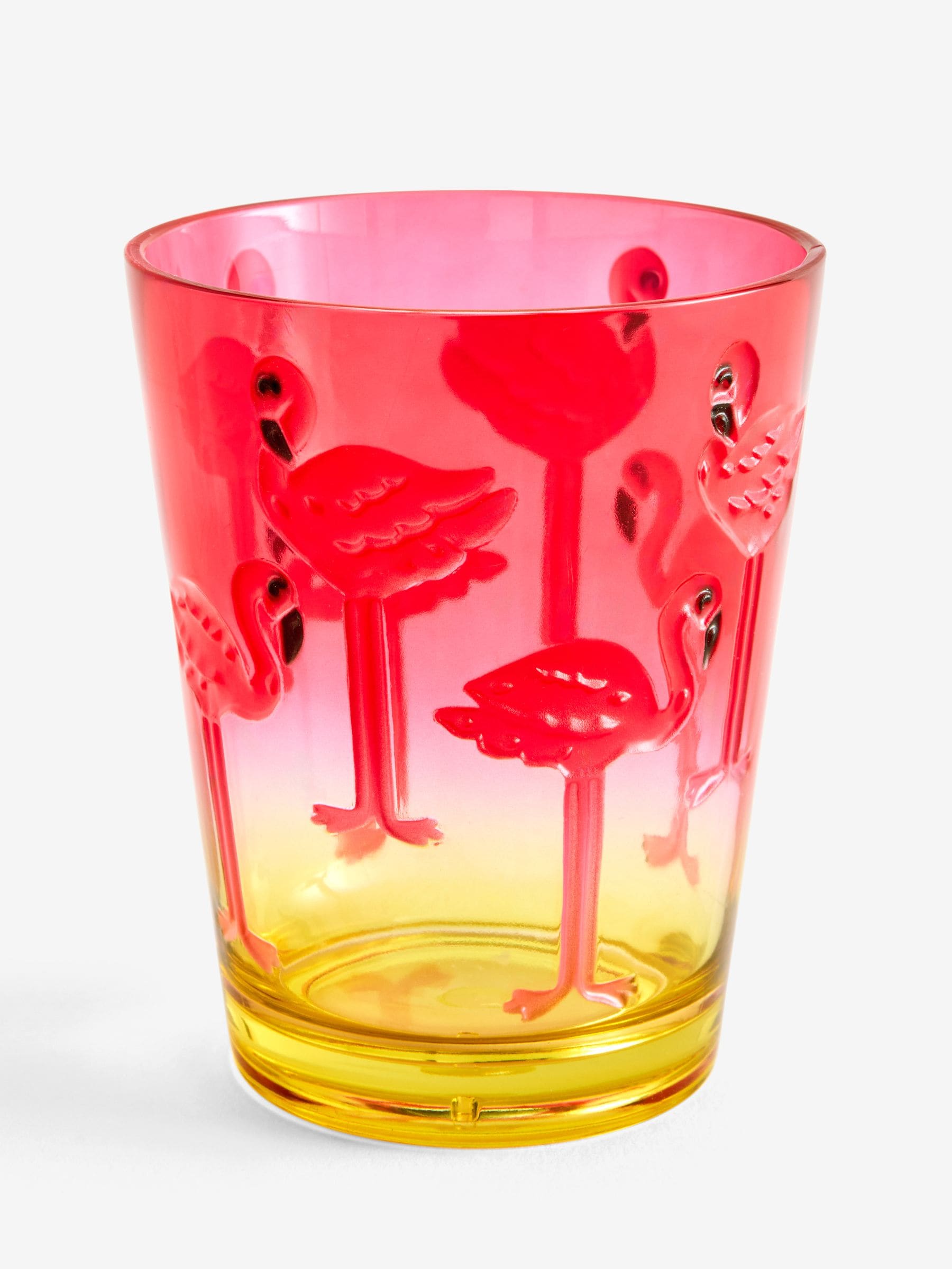 Flamingo acrylic tumblers set of 4 pink and yellow, imported from the UK