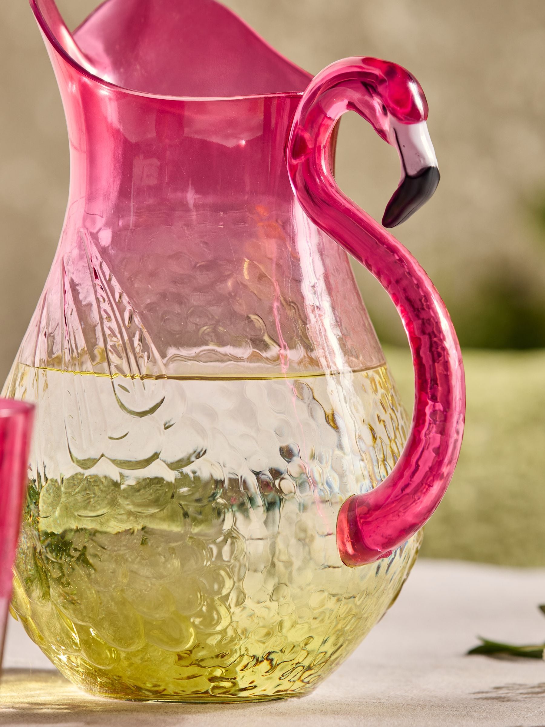 Flamingo picnic acrylic jug pink yellow ombre - British product